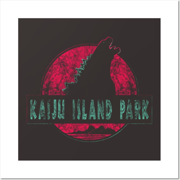 Kaiju Island Park (distressed) Wall Art by Doc Multiverse Designs